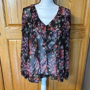 Relativity Floral Sheer Blouse, Size Medium